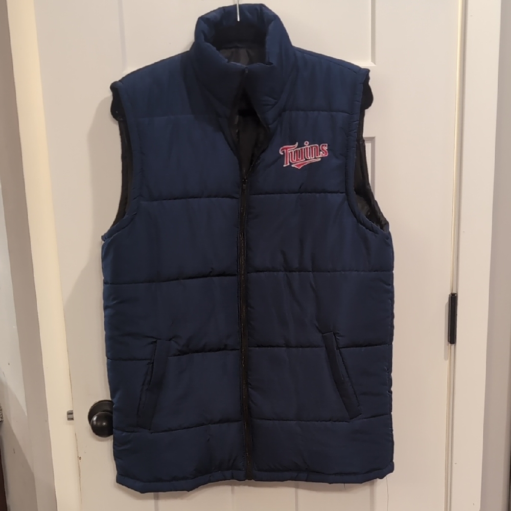 Blue Quilted Vest with High Collar and Matte Finish